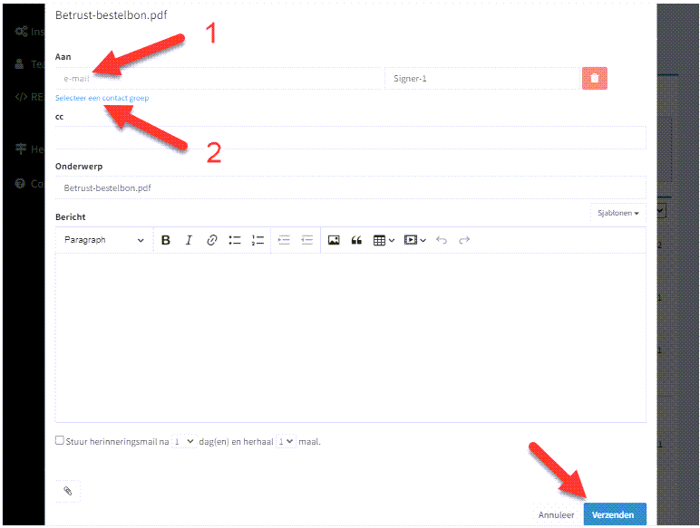 Voeg contacten toe in  uw OKSign account