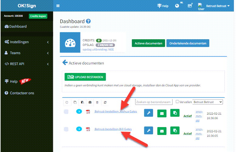 Herbruikbare documenten in  uw OKSign account