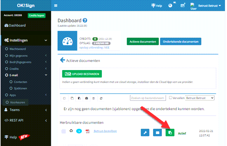 Herbruikbare documenten in  uw OKSign account