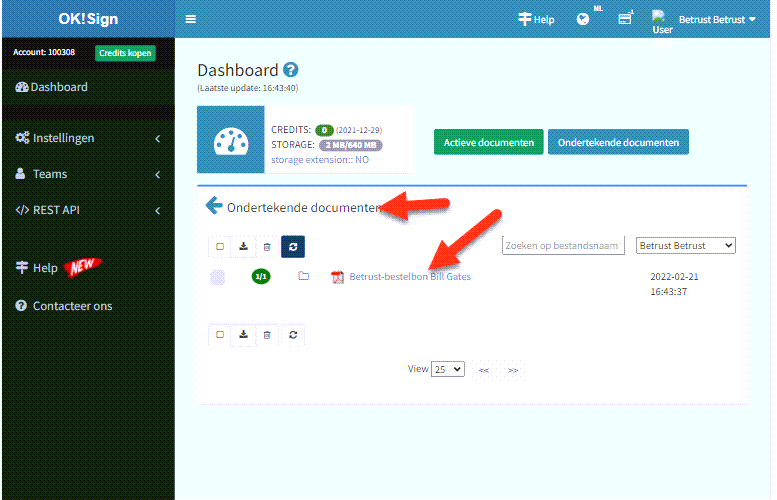 Herbruikbare documenten in  uw OKSign account