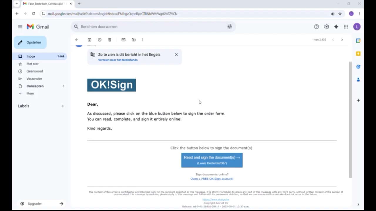 EEN DOCUMENT WORDT ONDERTEKEND