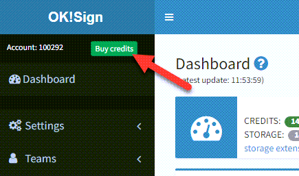 Buy credits in your OK!Sign account