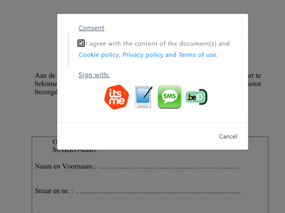 Onderteken een document in de Itsme App