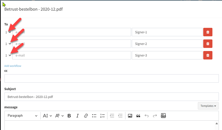 Add workflow of emails to sign documents in a defined order (next part)