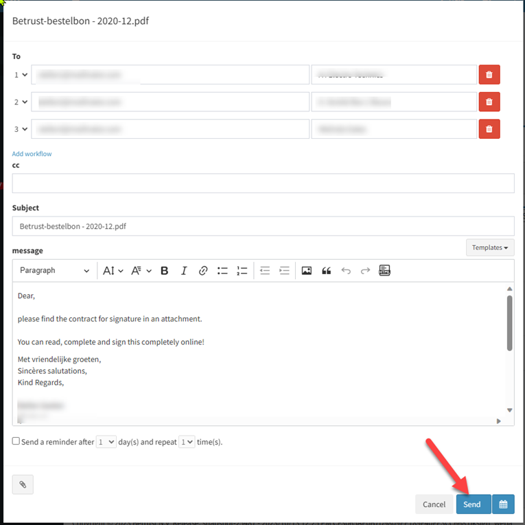 Add workflow of emails to sign documents in a defined order (next part)