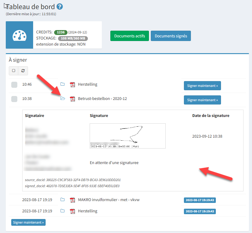 Contre signature par signataire dans votre compte OKSign  ( part prochain)