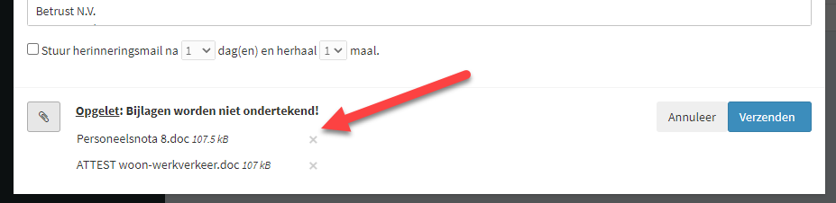 Bijlagen toevoegen aan een email in uw OKSign account
