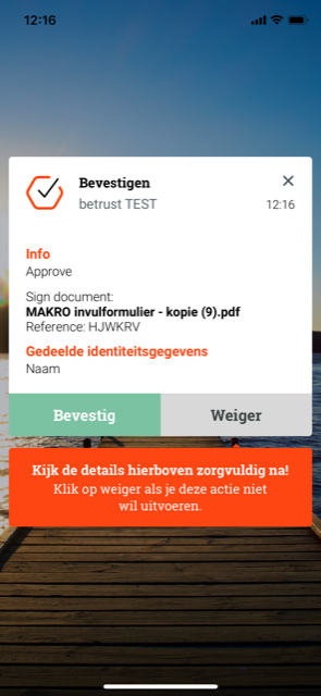 Onderteken een document in de Itsme App