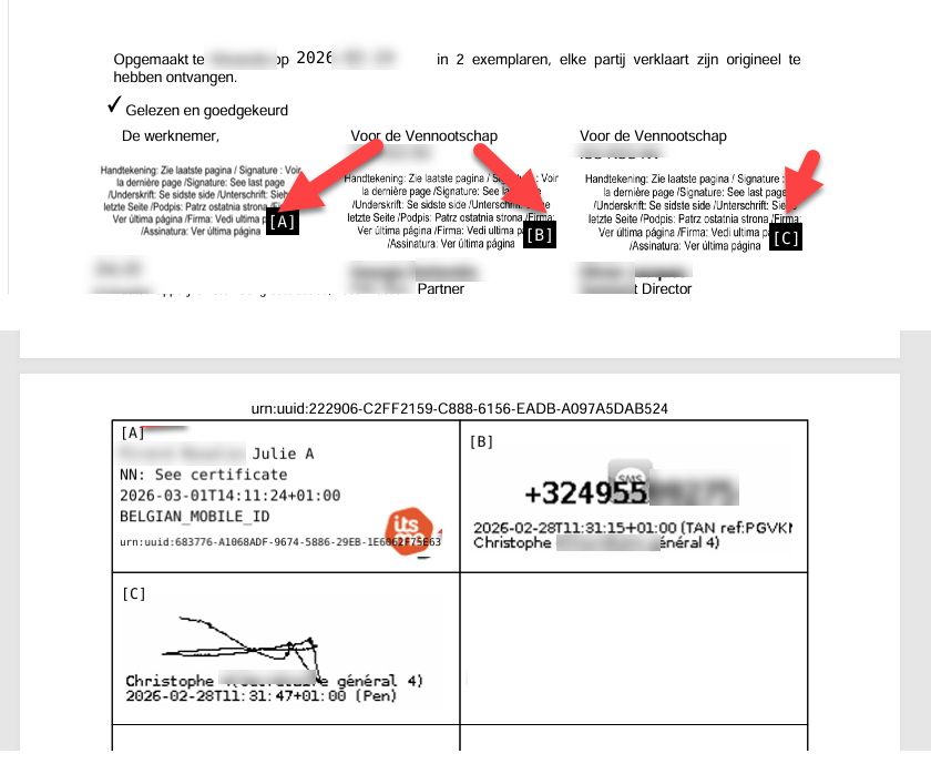 Placer une signature dans un document via un écran tactile ou par SMS.