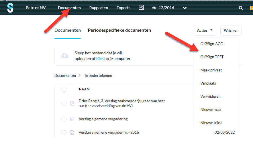 Reconsiliatie van documenten in Silverfin en uw OKSign account