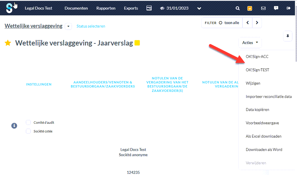 Reconsiliatie van documenten in Silverfin en uw OKSign account