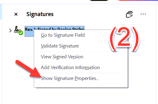 Open Signature Properties in Acrobat Reader | OKSign