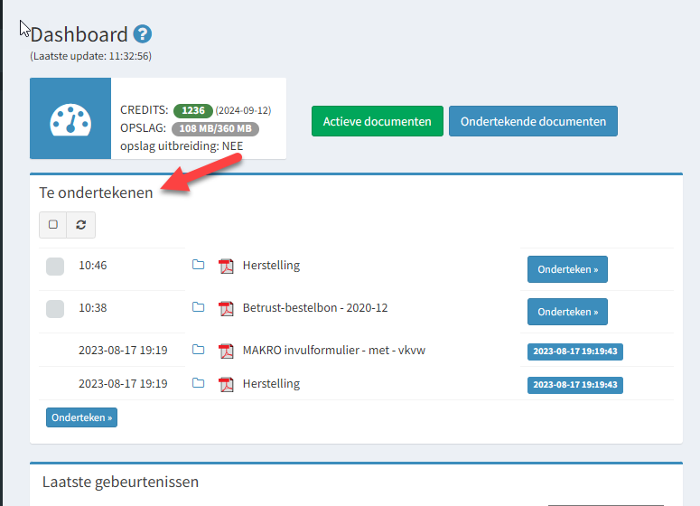 Tegen tekenen van een document in uw OKSign account