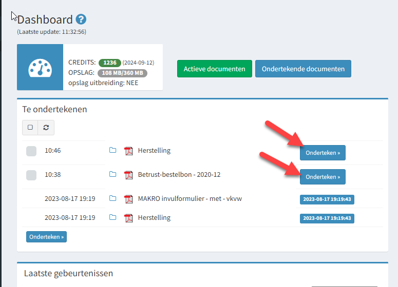 Tegen tekenen van een document in uw OKSign account