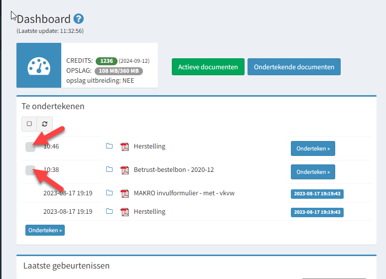 Tegen tekenen van een document in uw OKSign account