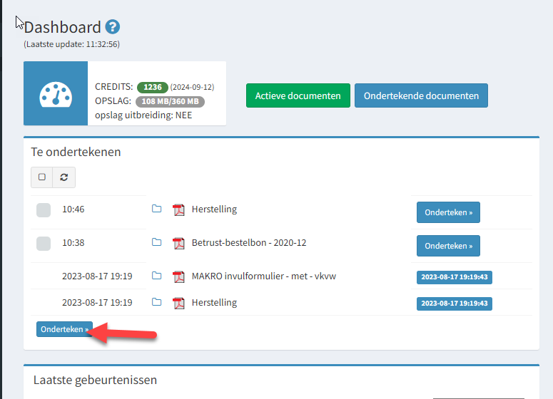Tegen tekenen van een document in uw OKSign account
