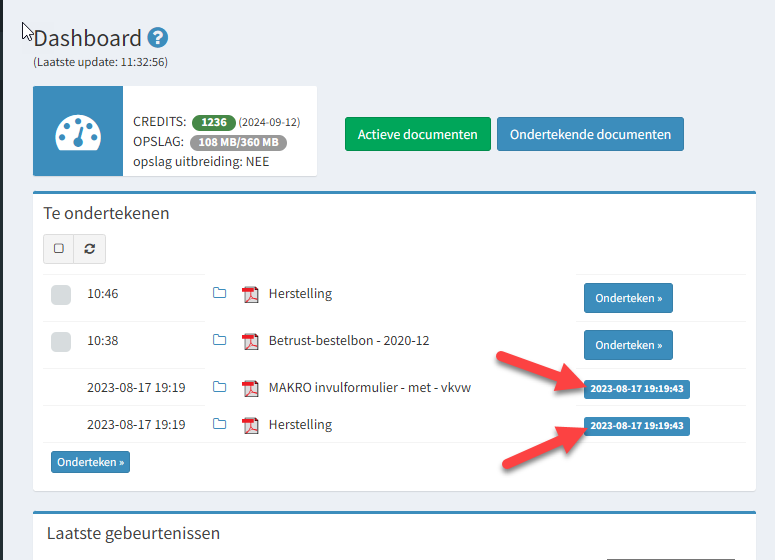 Tegen tekenen van een document in uw OKSign account