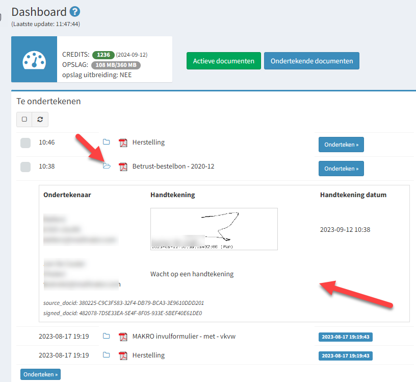 Tegen tekenen van een document in uw OKSign account